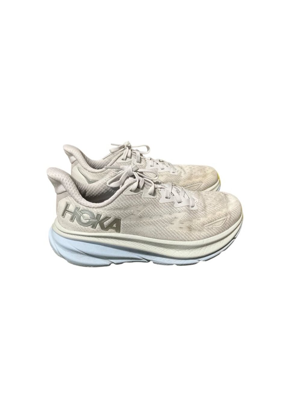 Hoka One One Clifton 8 Running Shoes Womens Size 7.BWhite/Blue Lightweight